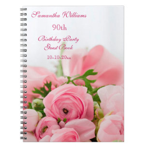 Blumenstrauß des rosa Rosen-90. Geburtstages Notizblock