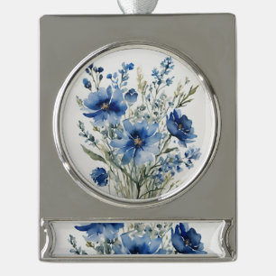 Blumenstrauß Elegante Aquarellmalerei Banner-Ornament Silber