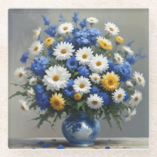 Blumenstrauß Elegante Aquarellmalerei Glasuntersetzer