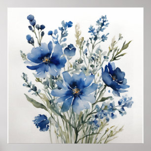 Blumenstrauß Elegante Aquarellmalerei Poster