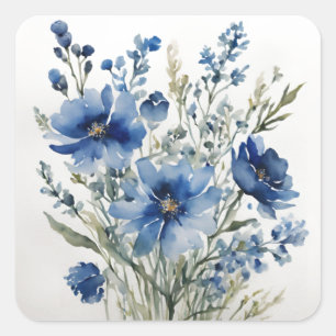 Blumenstrauß Elegante Aquarellmalerei Quadratischer Aufkleber
