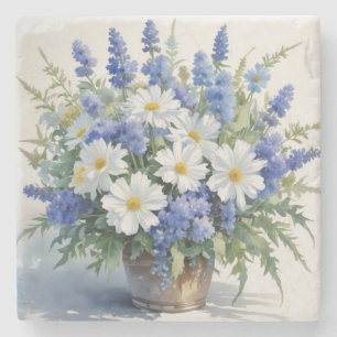 Blumenstrauß Elegante Aquarellmalerei Steinuntersetzer