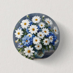 Blumenstrauß Elegante Margeriten Aquarell Button