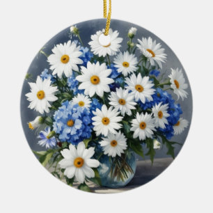 Blumenstrauß Elegante Margeriten Aquarell Keramik Ornament