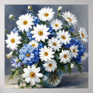 Blumenstrauß Elegante Margeriten Aquarell Poster