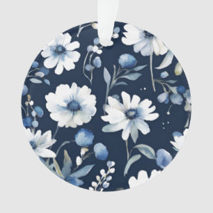 Blumenstrauß Elegante Wasserfarbe Blau Ornament