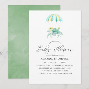 Blumenstrauß Fallschirm Baby Shower Einladung