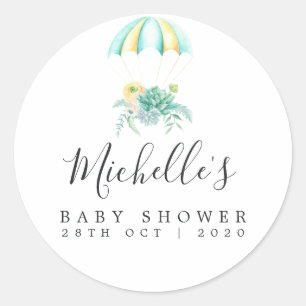 Blumenstrauß Fallschirm Baby Shower Runder Aufkleber