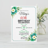 Blumenstrauß Florales Design Geburtstag Einladung (Stehend Vorderseite)