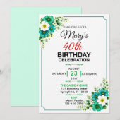 Blumenstrauß Florales Design Geburtstag Einladung (Vorne/Hinten)