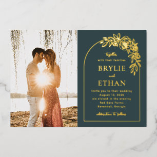 Blumenstrauß-Foto Einladung zur Hochzeit