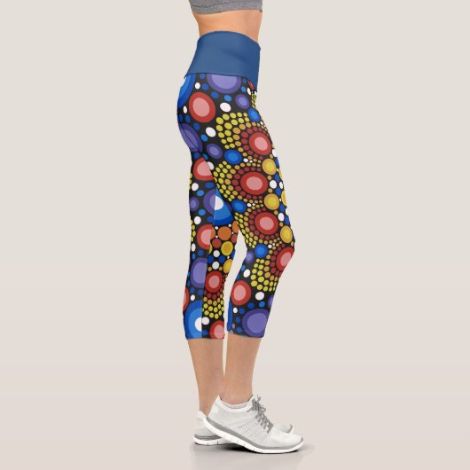 Blumenstrauß Fraktal Retro Mandala Capri Leggings (Rechts)