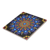 Blumenstrauß Fraktal Retro Mandala Fliese (Seite)