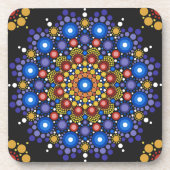 Blumenstrauß Fraktal Retro Mandala Getränkeuntersetzer (Vorderseite)