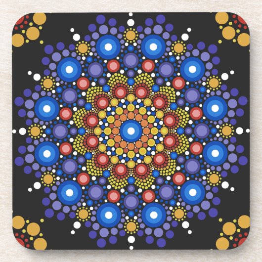 Blumenstrauß Fraktal Retro Mandala Getränkeuntersetzer (Vorderseite)