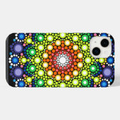 Blumenstrauß Fraktal Retro Mandala iPhone Hülle (Rückseite (Horizontal))