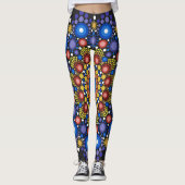 Blumenstrauß Fraktal Retro Mandala Leggings (Vorderseite)