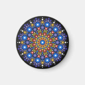 Blumenstrauß Fraktal Retro Mandala Magnet (Vorne)