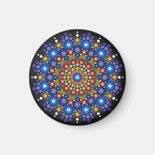 Blumenstrauß Fraktal Retro Mandala Magnet