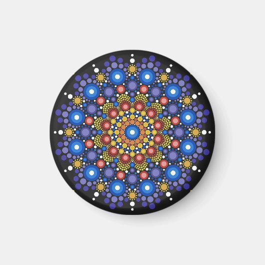 Blumenstrauß Fraktal Retro Mandala Magnet (Vorne)