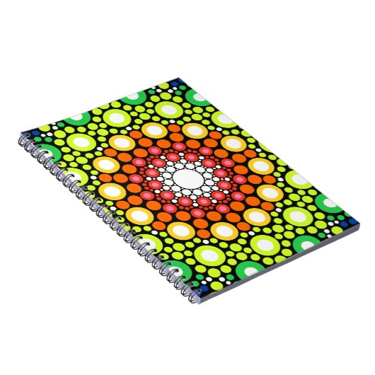 Blumenstrauß Fraktal Retro Mandala Notizblock (Rechte Seite)