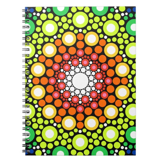 Blumenstrauß Fraktal Retro Mandala Notizblock (Vorderseite)