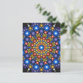 Blumenstrauß Fraktal Retro Mandala Postkarte (Stehend Vorderseite)
