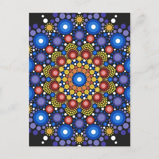 Blumenstrauß Fraktal Retro Mandala Postkarte (Vorderseite)