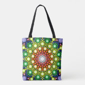 Blumenstrauß Fraktal Retro Mandala Tasche (Rückseite)