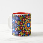 Blumenstrauß Fraktal Retro Mandala Zweifarbige Tasse (Vorderseite Links)