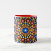 Blumenstrauß Fraktal Retro Mandala Zweifarbige Tasse (Mittel)
