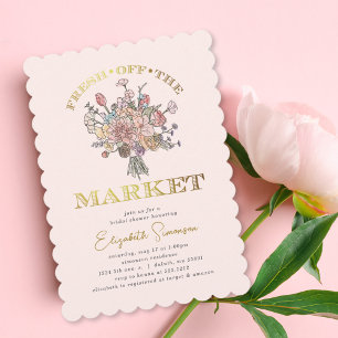 Blumenstrauß Frisch vom Markt Brautdusche Einladung
