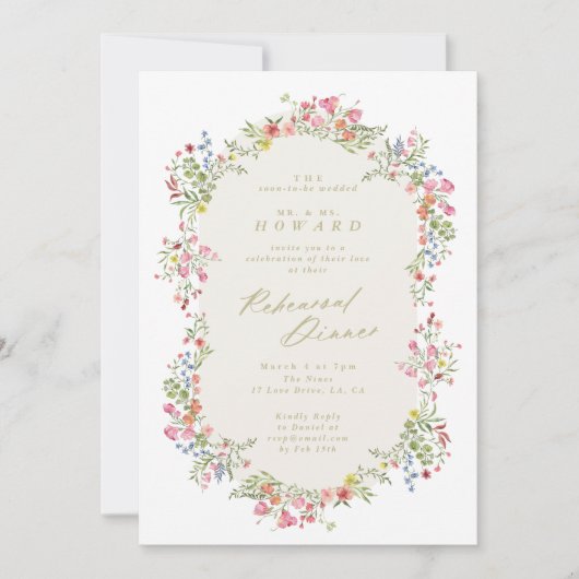 Blumenstrauß Frühjahr Hochzeit Probe Abendessen I Einladung (Vorderseite)