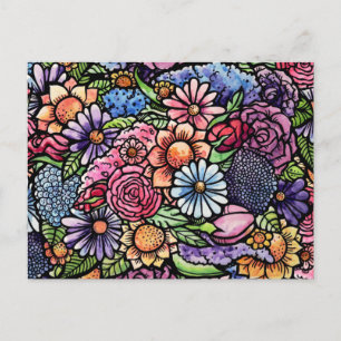 Blumenstrauß Frühlingsblume Feiertagspostkarte