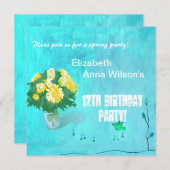Blumenstrauß-Geburtstagsparty Einladung (Vorne/Hinten)
