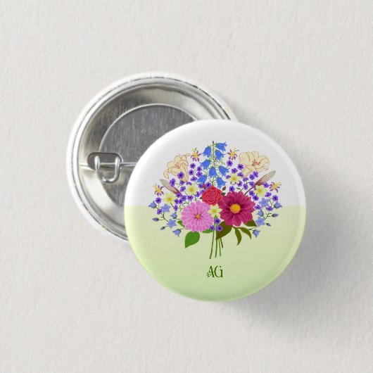 Blumenstrauß Gelb Button (Vorne & Hinten)