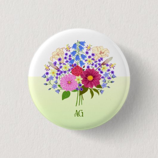 Blumenstrauß Gelb Button (Vorderseite)