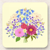 Blumenstrauss Gelb Kunststoff Getränkeuntersetzer (Vorderseite)