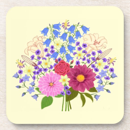 Blumenstrauss Gelb Kunststoff Getränkeuntersetzer (Vorderseite)