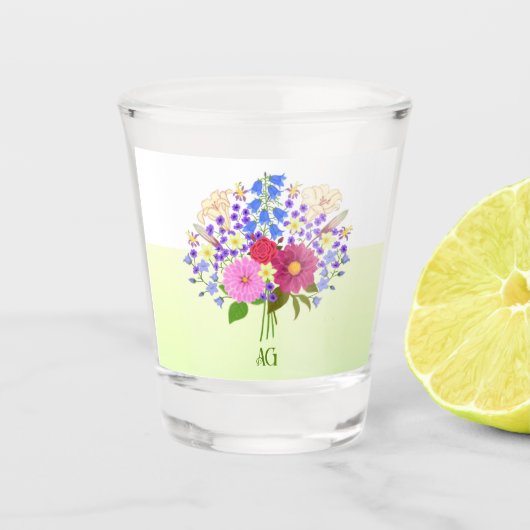 Blumenstrauß Gelb Schnapsglas (Vorderseite)