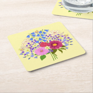 Blumenstrauß Gelbe Papier-Untersetzer Rechteckiger Pappuntersetzer