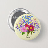 Blumenstrauss Gelber Knopf Button (Vorne & Hinten)