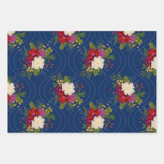 Blumenstrauß-Geschenkpackung Blau 3 Packung Geschenkpapier Set (Vorderseite 3)