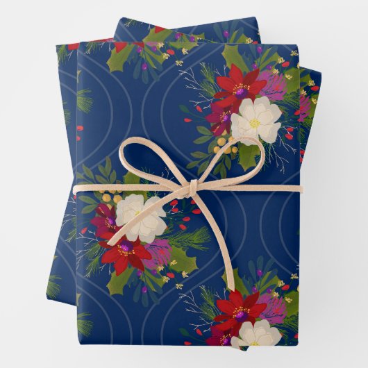 Blumenstrauß-Geschenkpackung Blau 3 Packung Geschenkpapier Set (Beispiel)