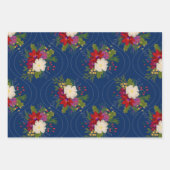 Blumenstrauß-Geschenkpackung Blau 3 Packung Geschenkpapier Set (Vorderseite)