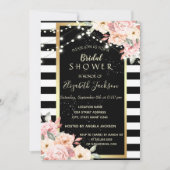 Blumenstrauß, gestreiftes Brautparty Einladung (Vorderseite)