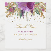 Blumenstrauß-Glitzer Amethyst Brautparty Weinetike Weinetikett (Einzelnes Label)