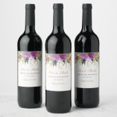 Blumenstrauß-Glitzer Amethyst Wedding Wine Label Weinetikett (Flaschen)