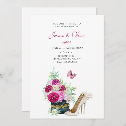 Blumenstrauß Heelse Hochzeit Einladung (Vorne/Hinten)