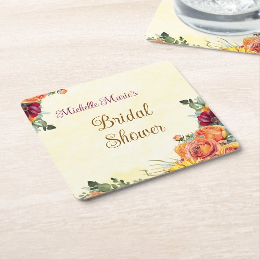 Blumenstrauß Herbst Brautparty Untersetzer (angewinkelt)